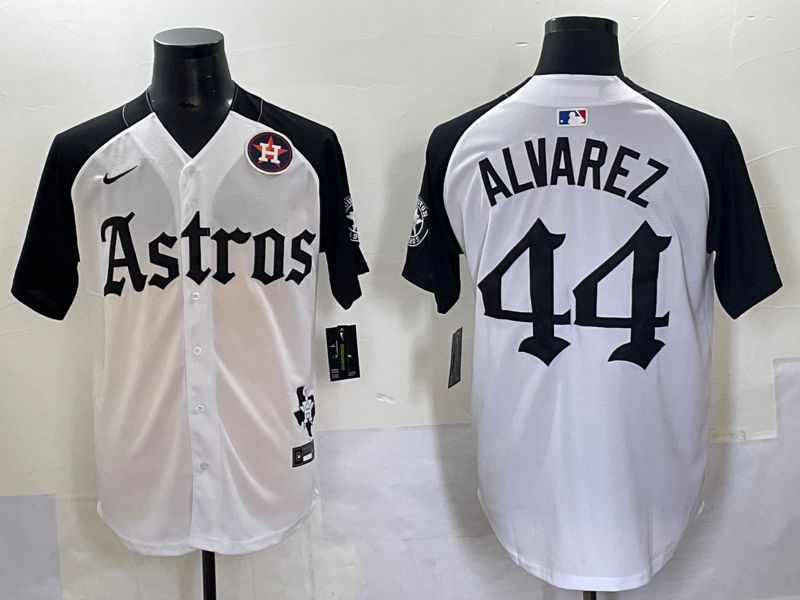 Men 2025 Houston Astros 44 Alvarez White Black Five generations Joint Name Nike MLB Jersey style 9